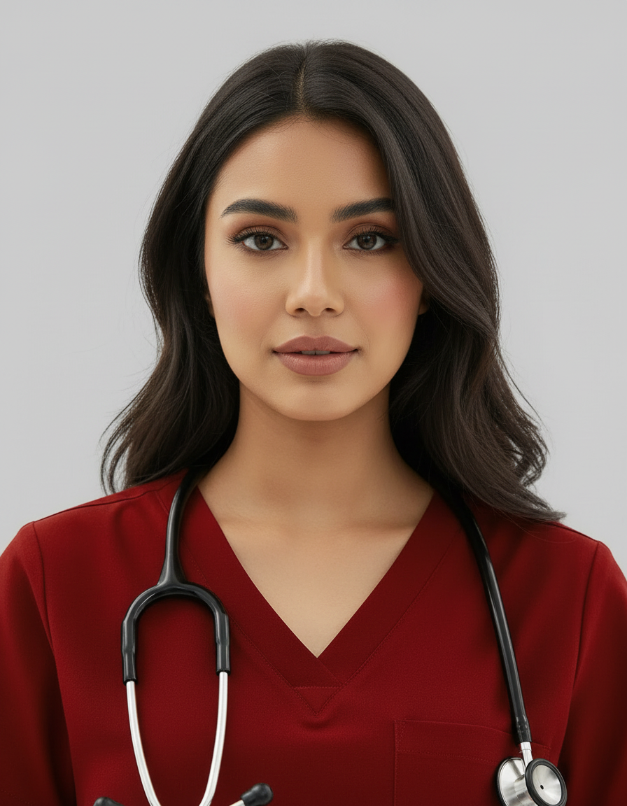 Burgundy Celest Premium Half Sleeves Medical Scrubs - Female