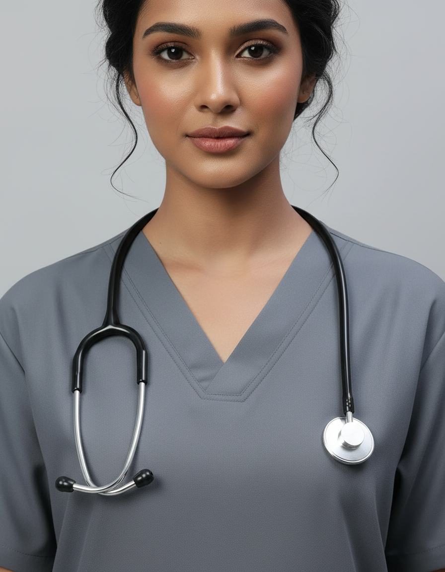 Dark Grey Stretch Pro Half Sleeve Medical Scrubs – Female