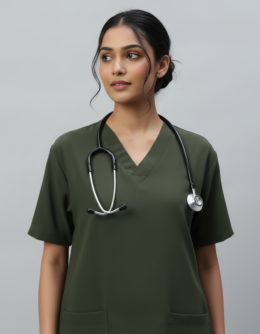 Olive Stretch Pro Half Sleeve Medical Scrubs – Female