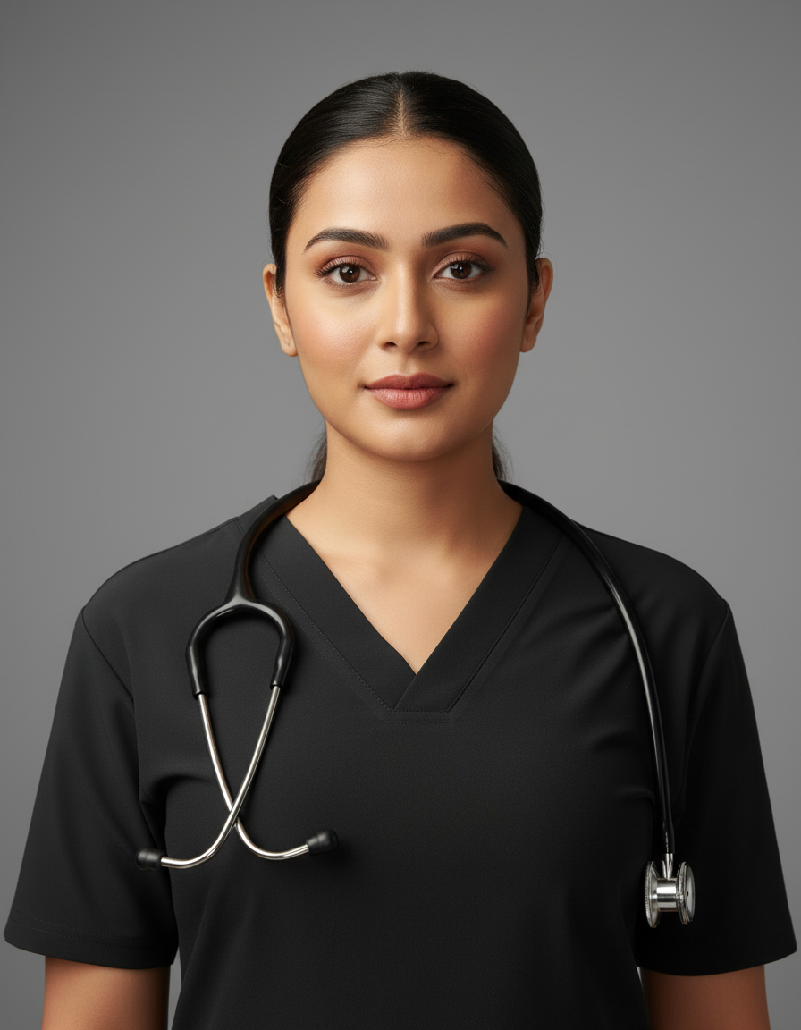 Black Galaxy Easy Stretch Half Sleeve Medical Scrubs - Female