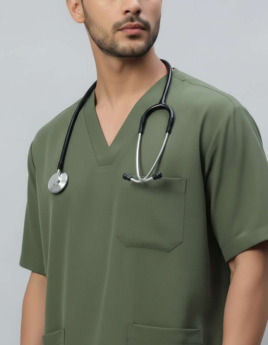 Dark Pista Stretch Pro Half Sleeve Medical Scrubs - Male