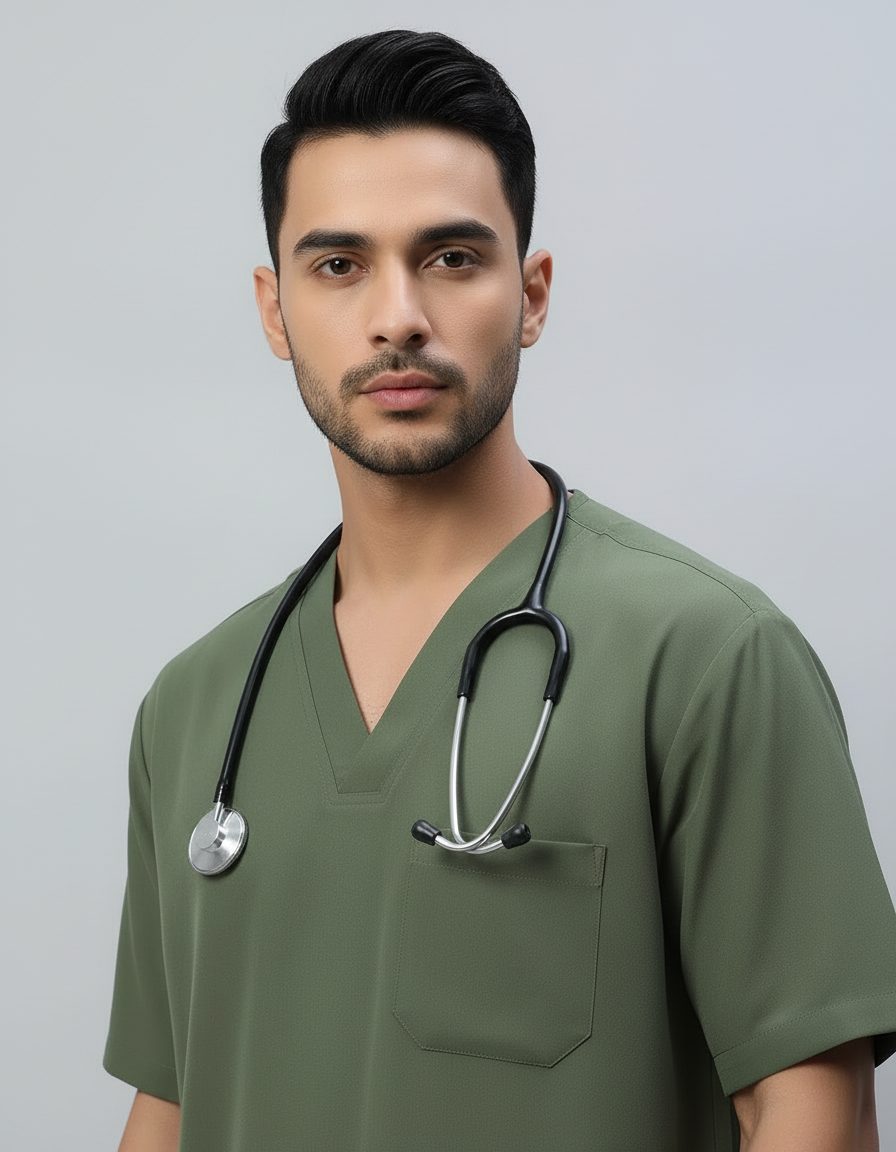 Dark Pista Stretch Pro Half Sleeve Medical Scrubs - Male