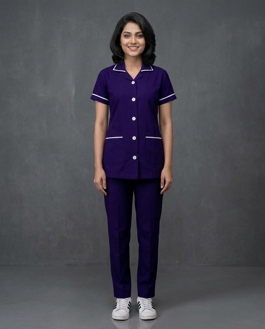 Blue Black Half Sleeve Nurse Uniform