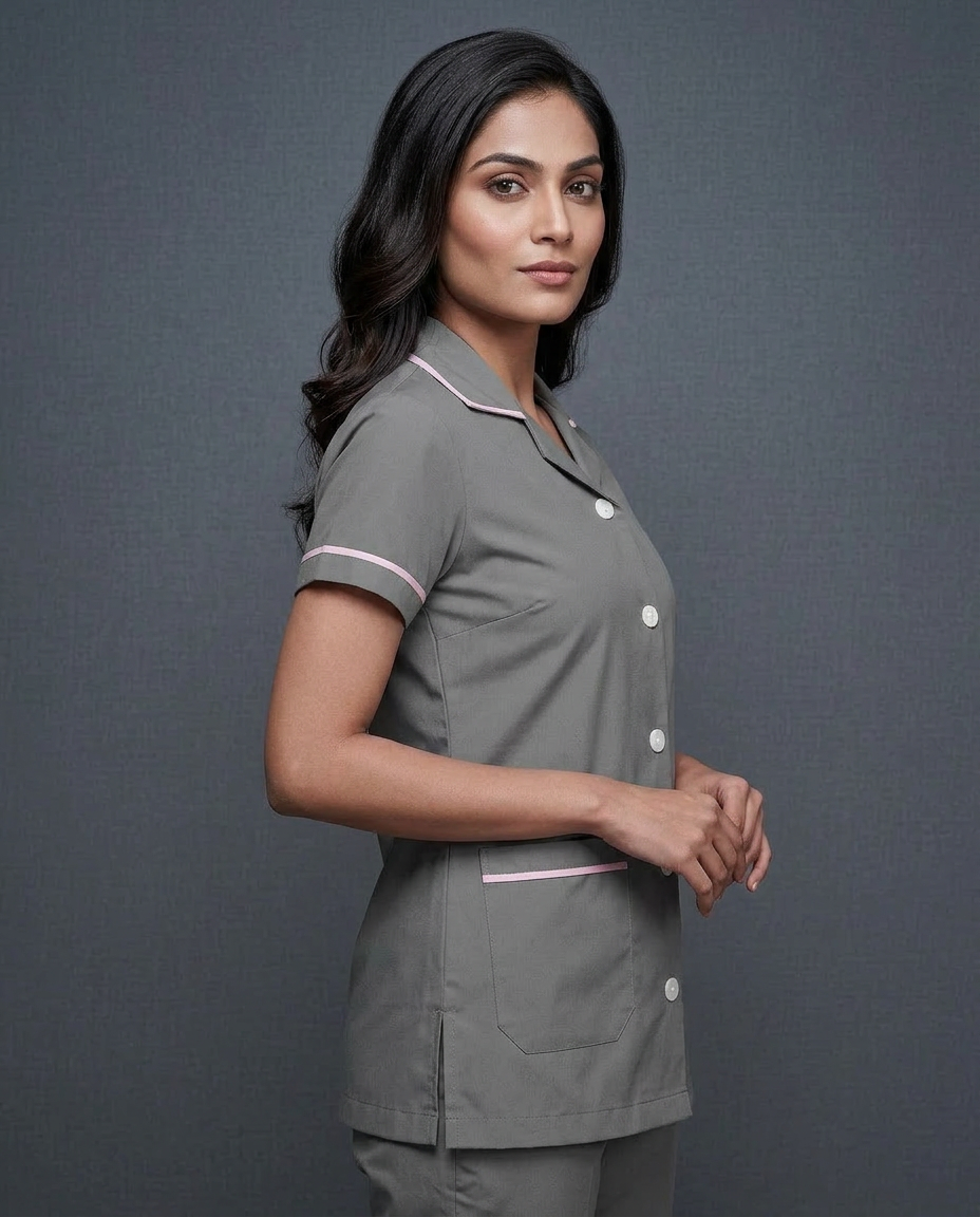 Dark Grey Half Sleeve Nurse Uniform