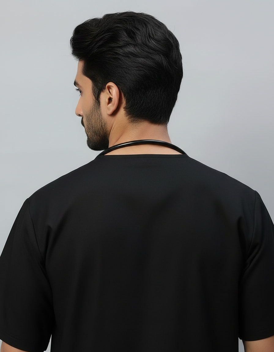 Black Stretch Pro Half Sleeve Medical Scrubs - Male