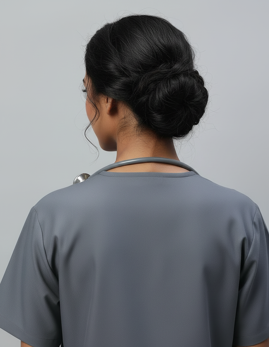 Dark Grey Stretch Pro Half Sleeve Medical Scrubs – Female