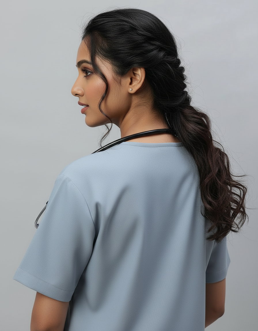 Light Grey Stretch Pro Half Sleeve Medical Scrubs – Female