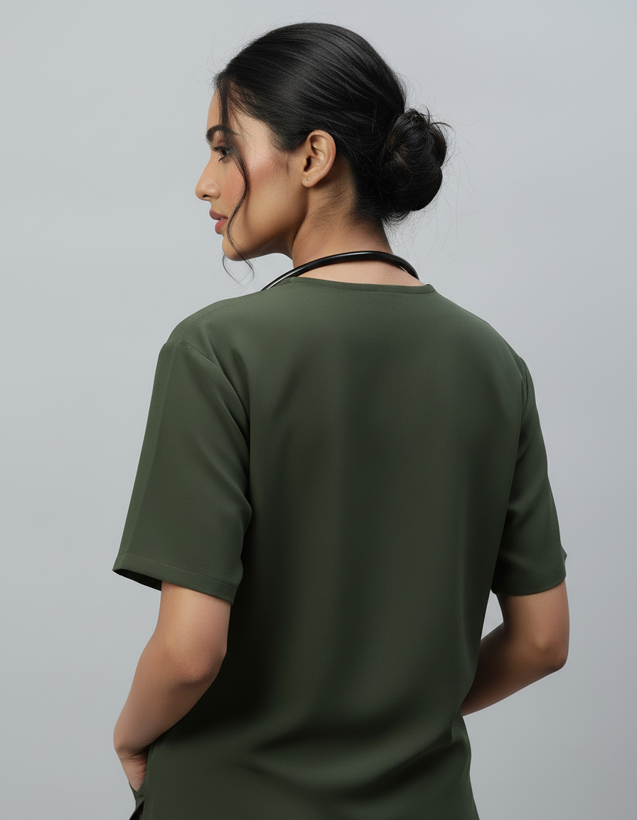 Olive Stretch Pro Half Sleeve Medical Scrubs – Female