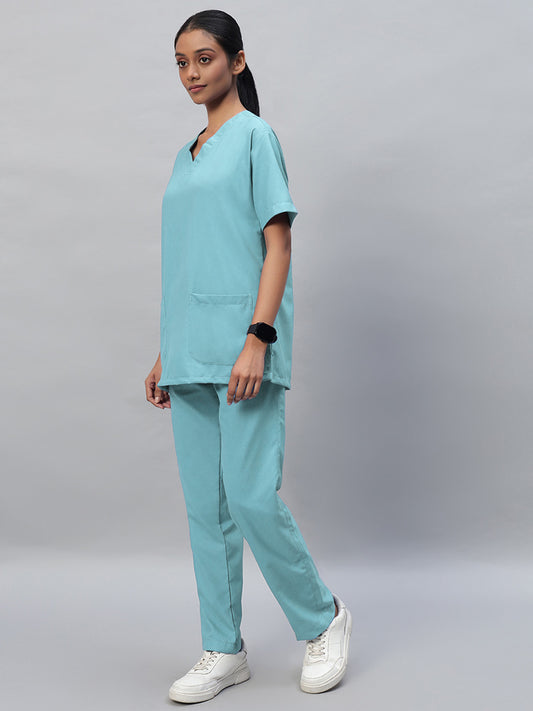 Sea green color medical scrub for women