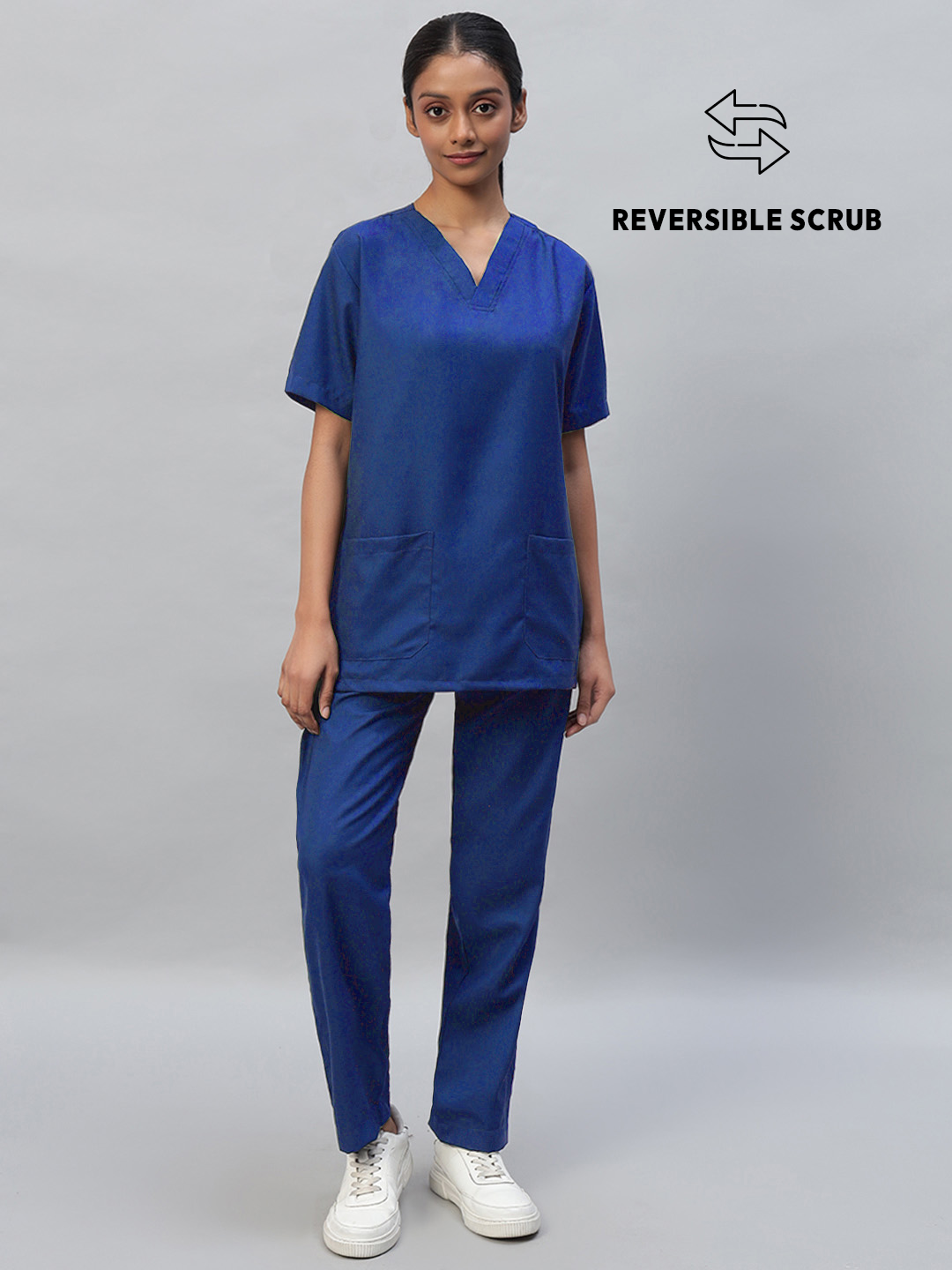 Royal Blue Reversible Half Sleeve Medical Scrubs - Female