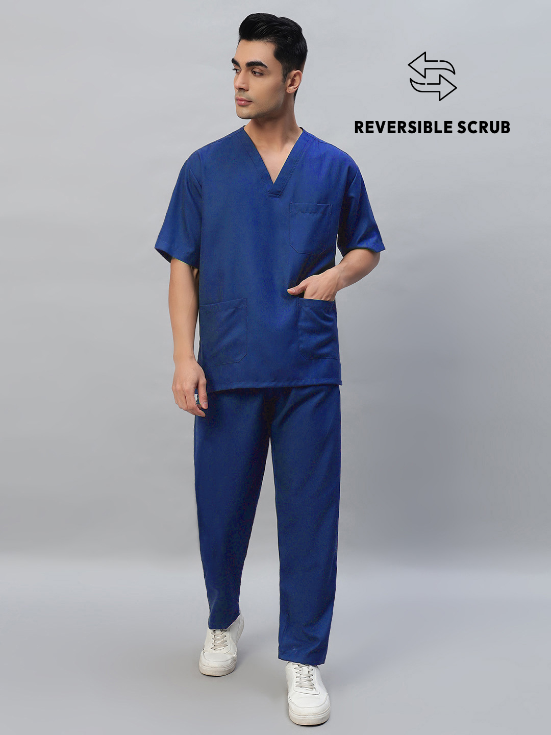 Royal Blue Reversible Half Sleeve Medical Scrubs - Male