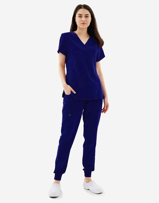 Celest Blue Black Premium Half Sleeves Medical Scrubs - Female