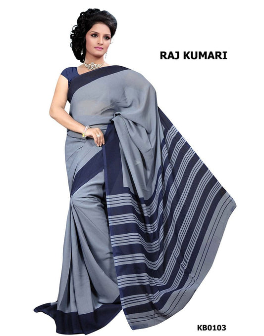 Grey Crepe Raj Kumari Uniform Saree