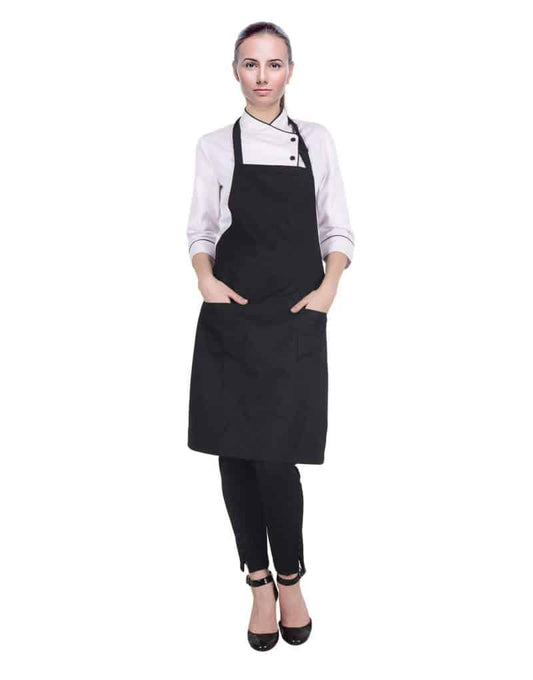 Black Apron with Front Pockets - Kitchen Apron