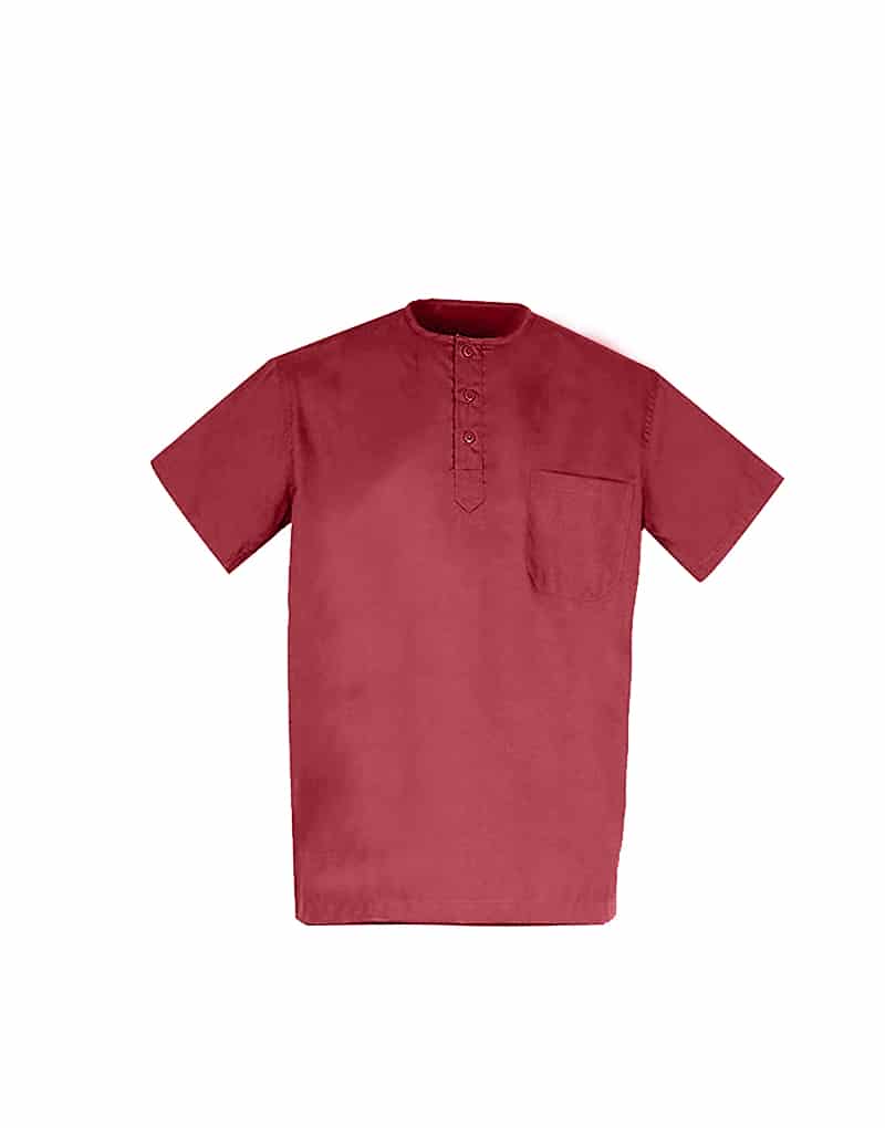 Maroon All-Day Half Sleeve Round Neck 3 Buttons Medical Scrubs