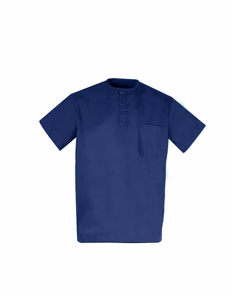 Navy Blue All-Day Half Sleeve Round Neck 3 Buttons Medical Scrubs (Unisex)