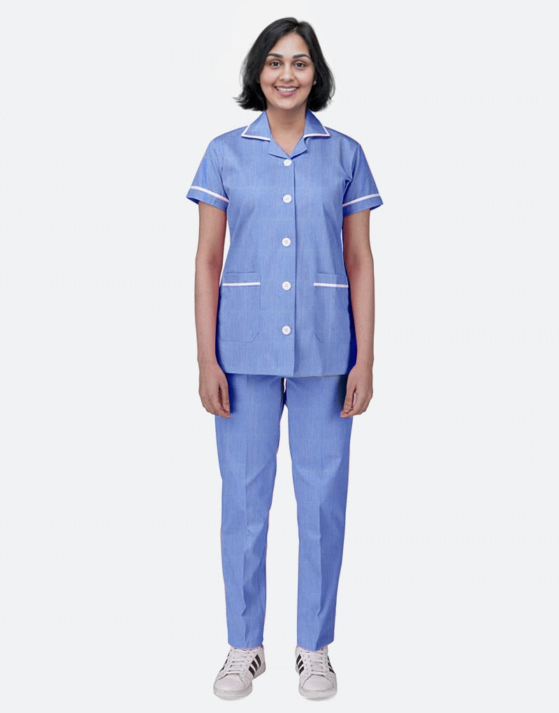 Blue Stripe Half Sleeve Nurse uniform