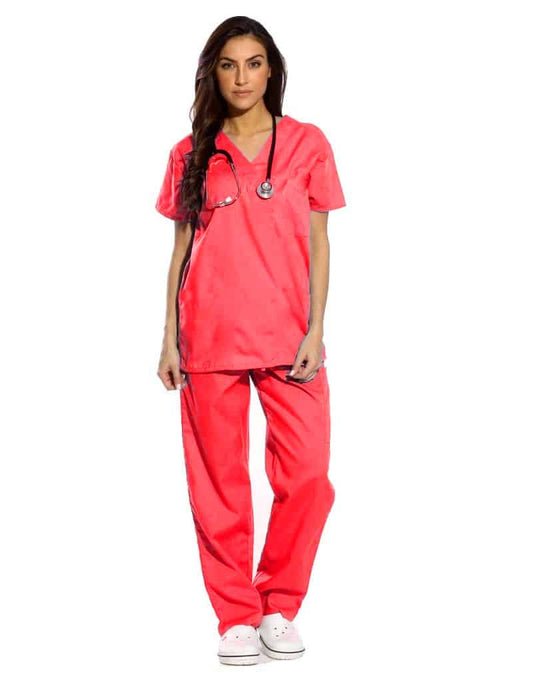 Red Half Sleeve All-Day Medical Uniform Scrubs
