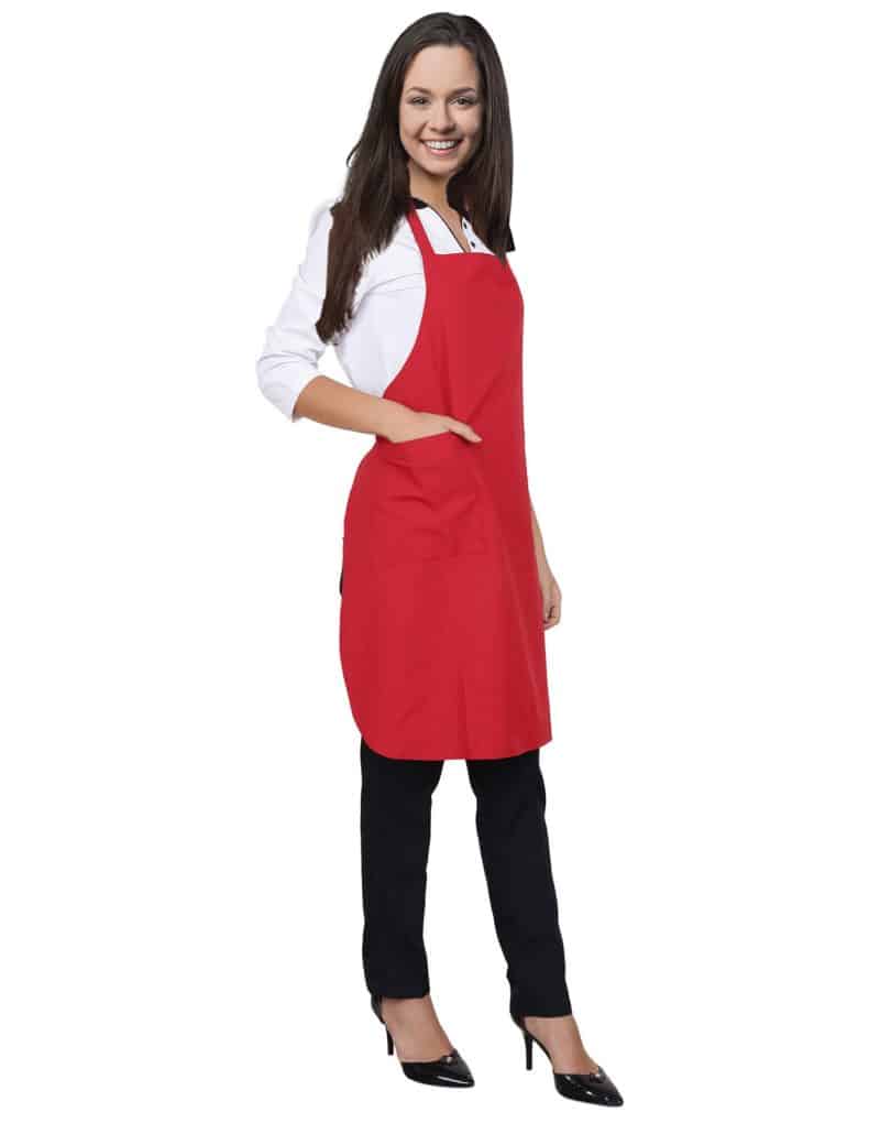 Red Apron with Front Pockets - Kitchen Apron