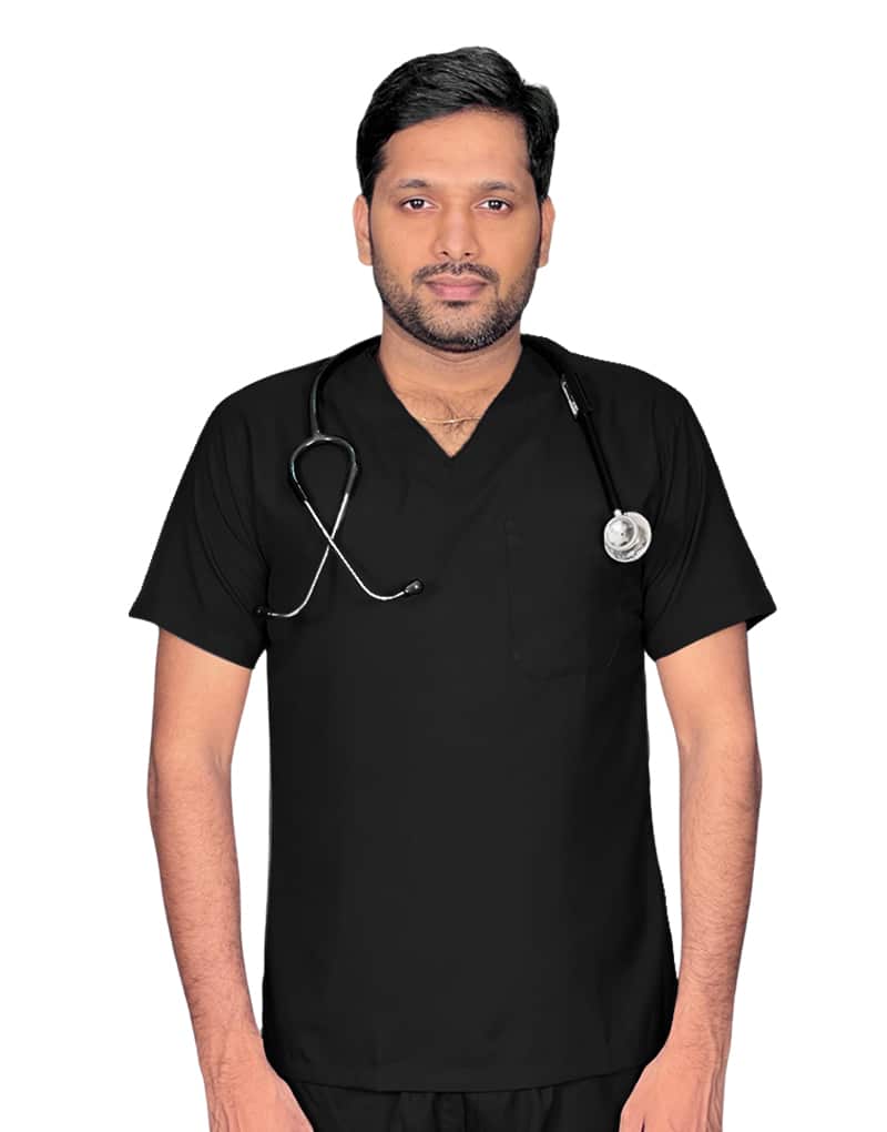 Black Half Sleeve All-Day Medical Scrubs