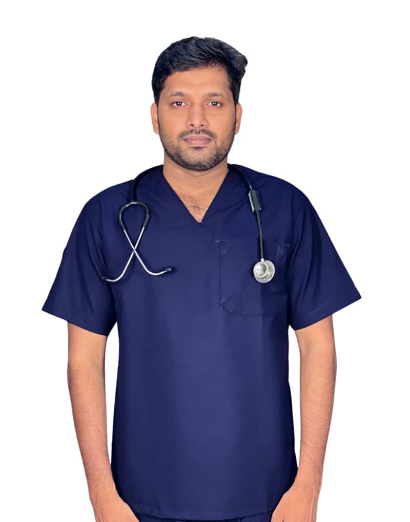 Blue Black Half Sleeve All-Day Medical Scrubs
