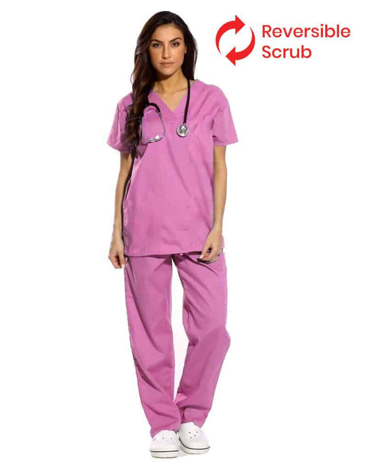 Pink Reversible Half Sleeve Medical Scrubs