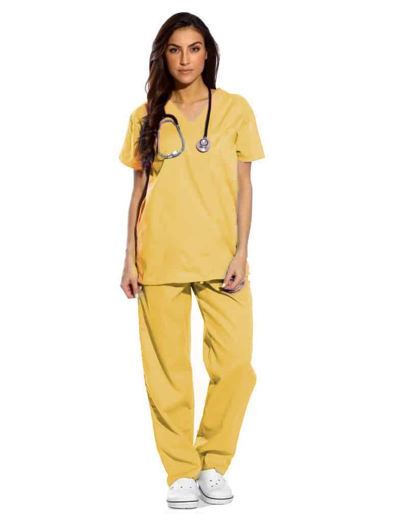 Yellow Half Sleeve All-Day Medical Uniform Scrubs