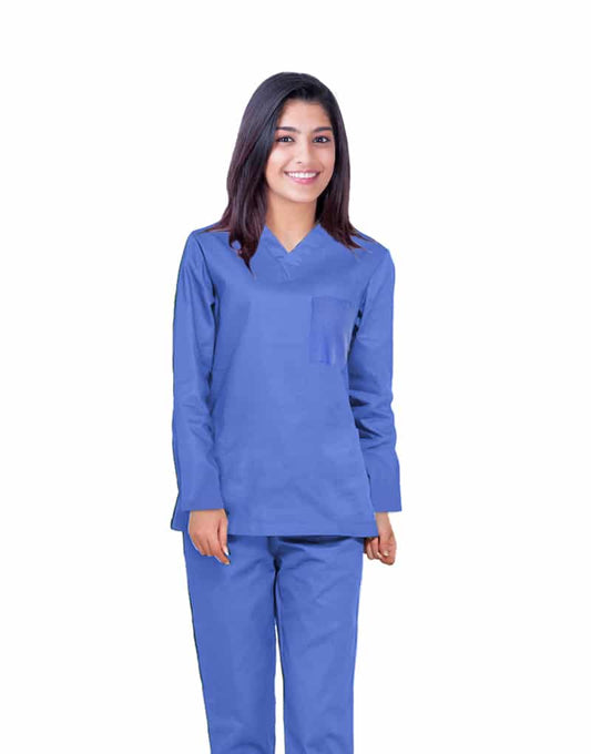 Sky Blue Full Sleeve All-Day Medical Uniform Scrub