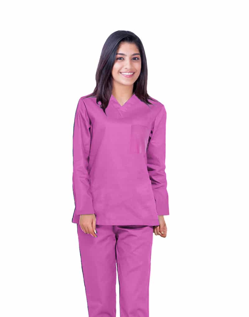 Pink Full Sleeve All-Day Medical Scrubs