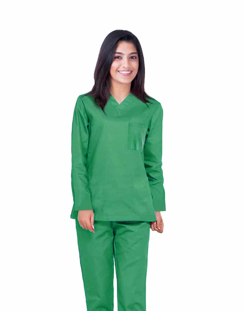 Spinach Green Full Sleeve All-Day Medical Scrubs