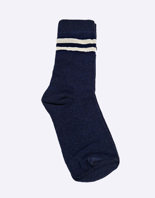 Navy Blue With White Double Stripe