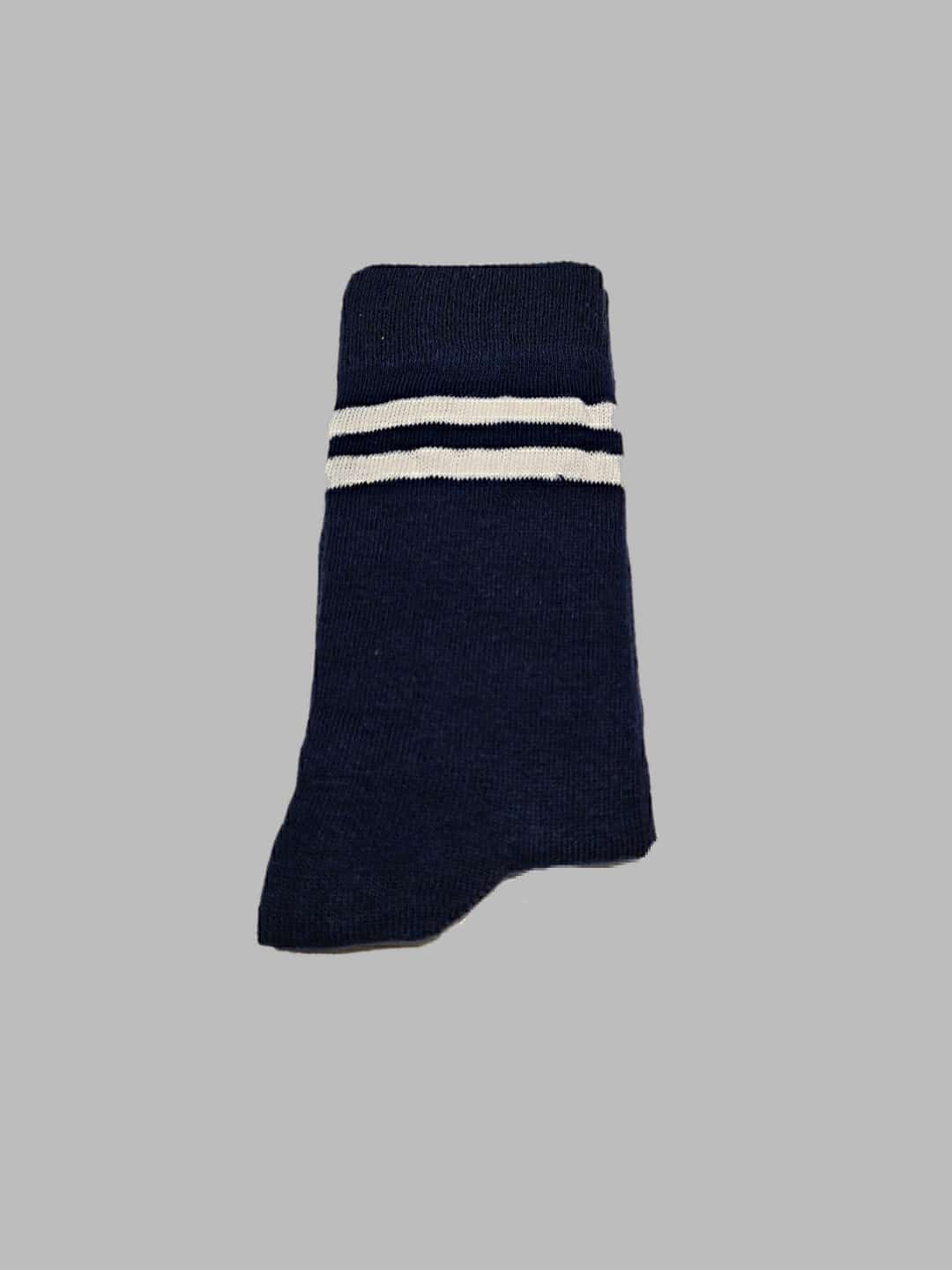 Navy Blue With White Double Stripe