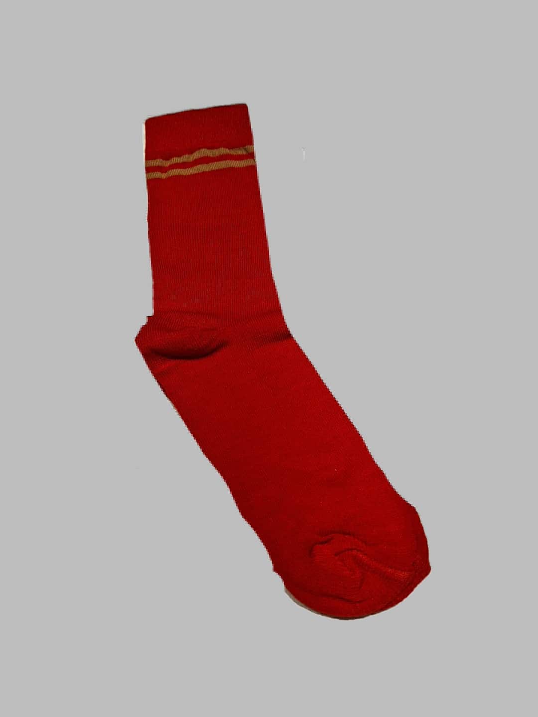 Red Colored Socks With Brown Double Stripes