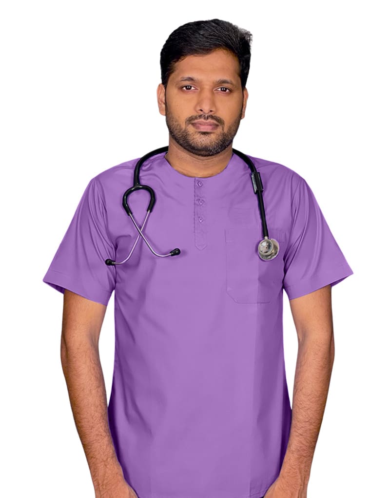 Violet All-Day Half Sleeve Round Neck 3 Buttons Medical Scrubs